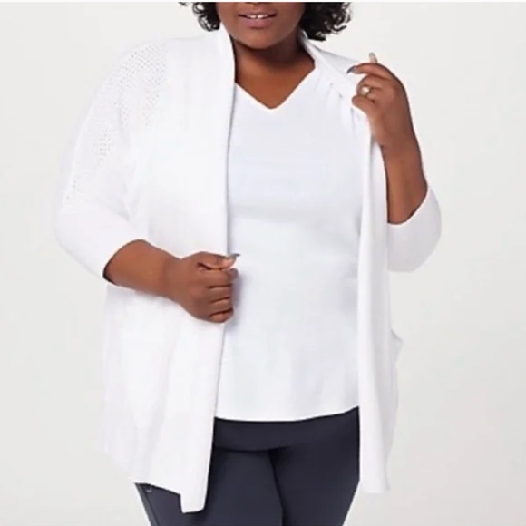 Barefoot Dreams CozyChic Ultra Lite Pointelle Cardigan Small/medium Sea Salt - Picture 2 of 6